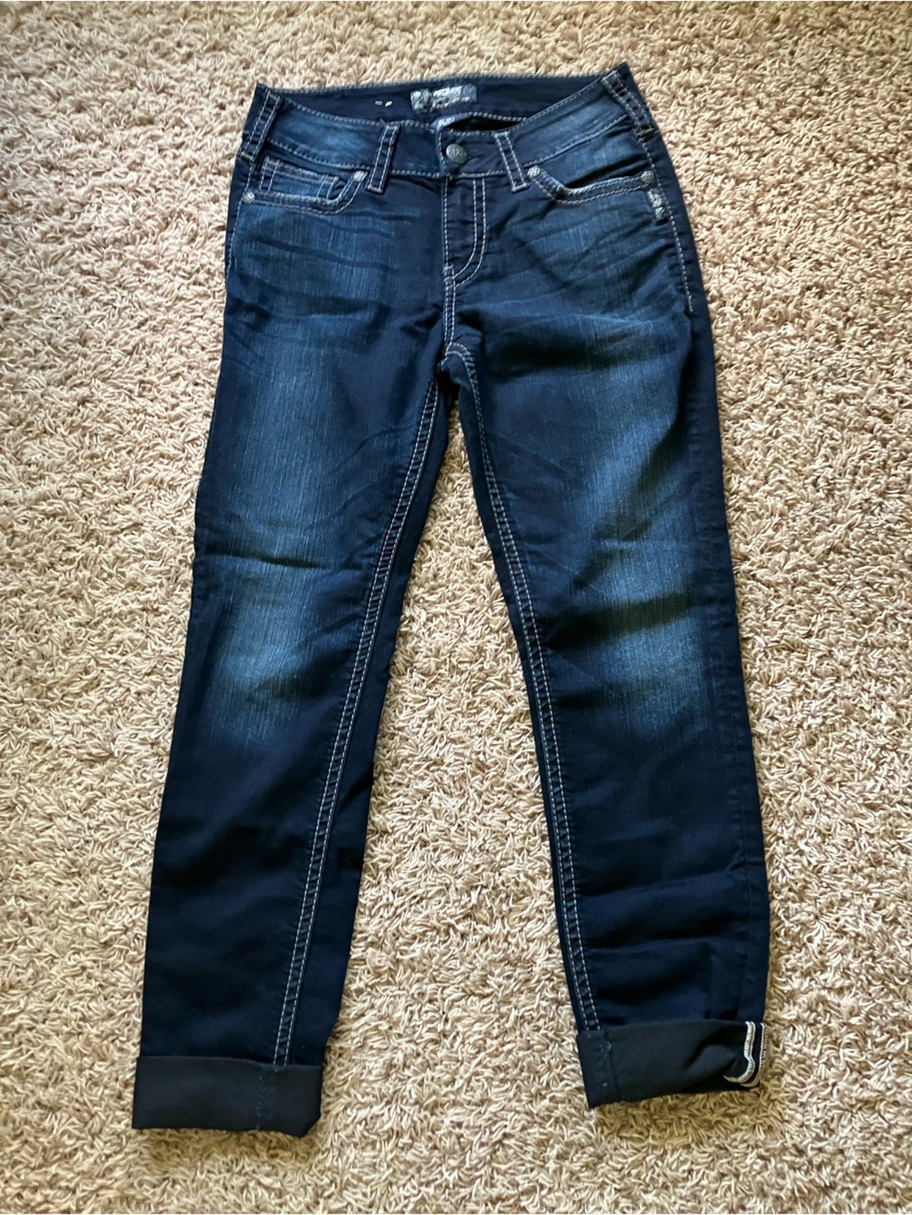 Silver Jeans Dark Indigo Skinny Stretch Jeans